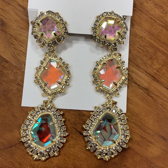 HOST PIC KENDRA SCOTT COLOR CHANGING ARIA 14K DROP DICHROIC GLASS EARRINGS - Picture 5 of 14